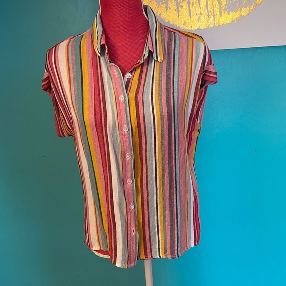 Francesca's Collections Tops - STRIPED BUTTON UP 🎉💙